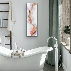 White & Gold Abstract Fluid Art Acrylic Painting